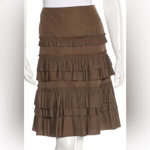 Akris punto brown Skirt with Ruffled Tiered Design for Resort Wear